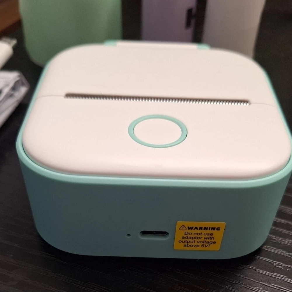 Compact White and Green Label Thermal Printer